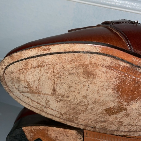 Cole Haan Monk Strap Buckle Leather Men Shoes Brown Sz 10.5 D Genuine Hand Sew - Picture 5 of 8